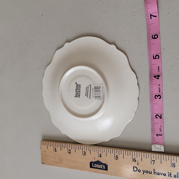 Burton & Burton Rose Saucer Plate White Gold Edge - Picture 3 of 7